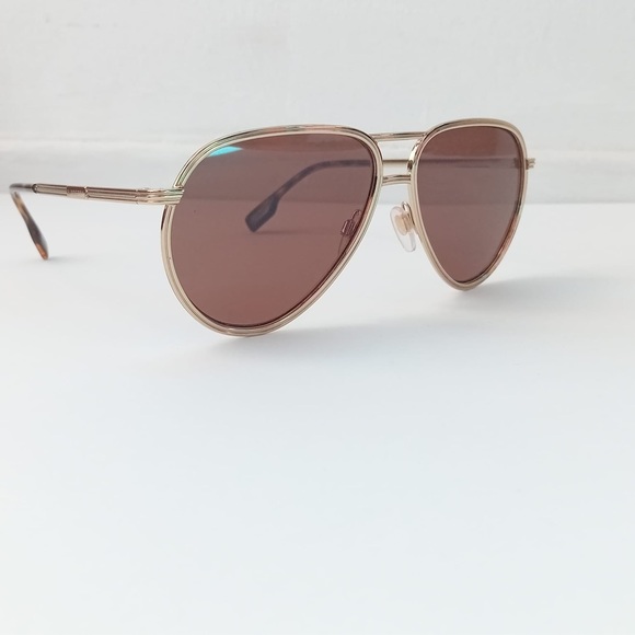New - Burberry BE3135 110973 Scott Pilot Dark Brown Sunglasses - Picture 12 of 15